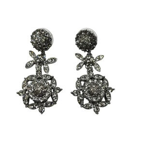 Joan Rivers Vintage-Inspired Silver-Tone Floral Drop Earrings With Clear Crystal